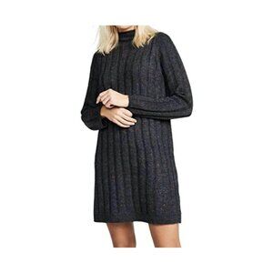Madewell Charcoal Ribbed Turtleneck Sweater Mini Dress
